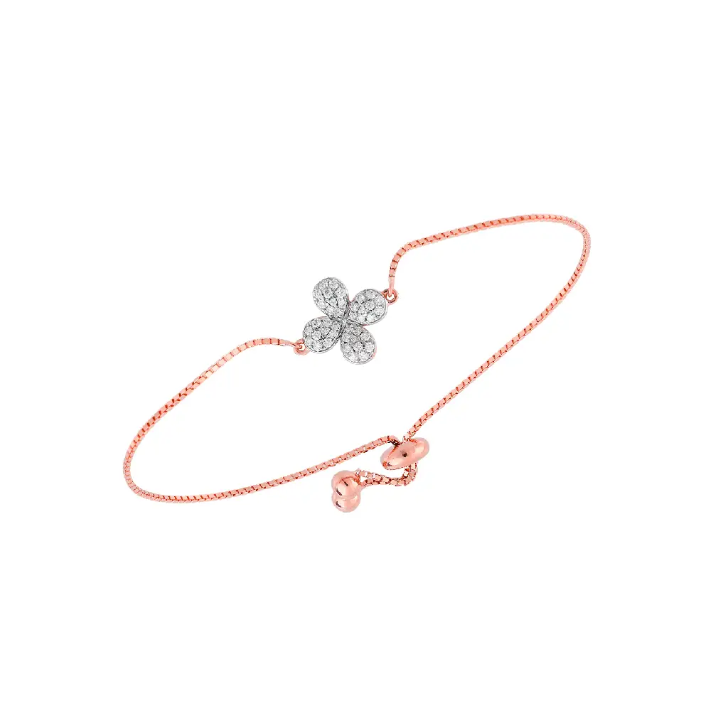 Rose Gold Diamond Floral Adjustable Bracelet