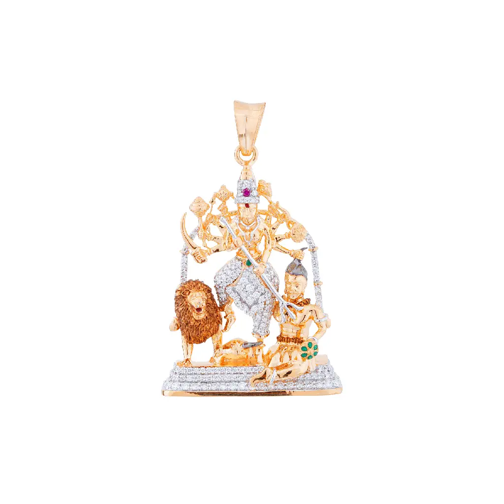 Maha Durga Mahishasura Mardini Diamond Pendant