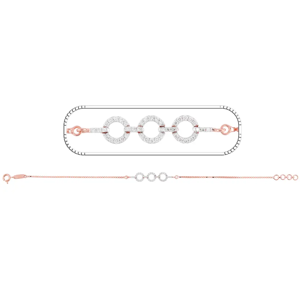Rose Gold Diamond Circle Link Bracelet