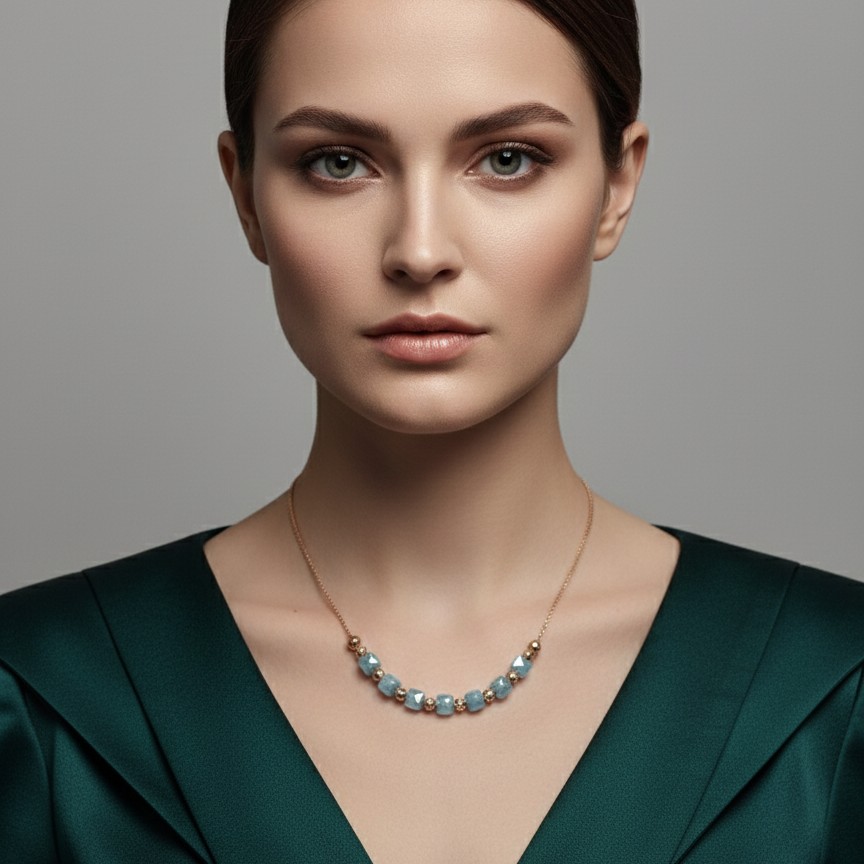 Rose Gold Beaded Necklace with Polished Spheres &amp;amp; Textured Accents