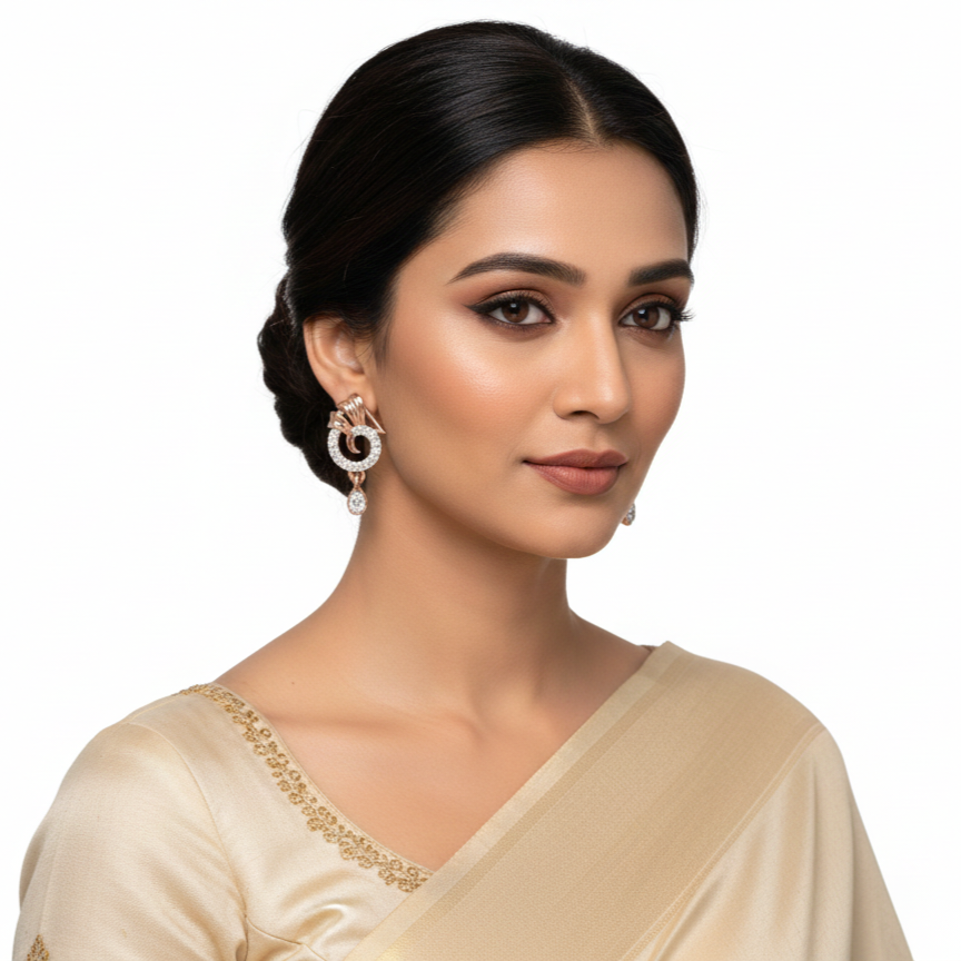 Modern Cube Diamond Stud Earrings in 18K/22K Gold