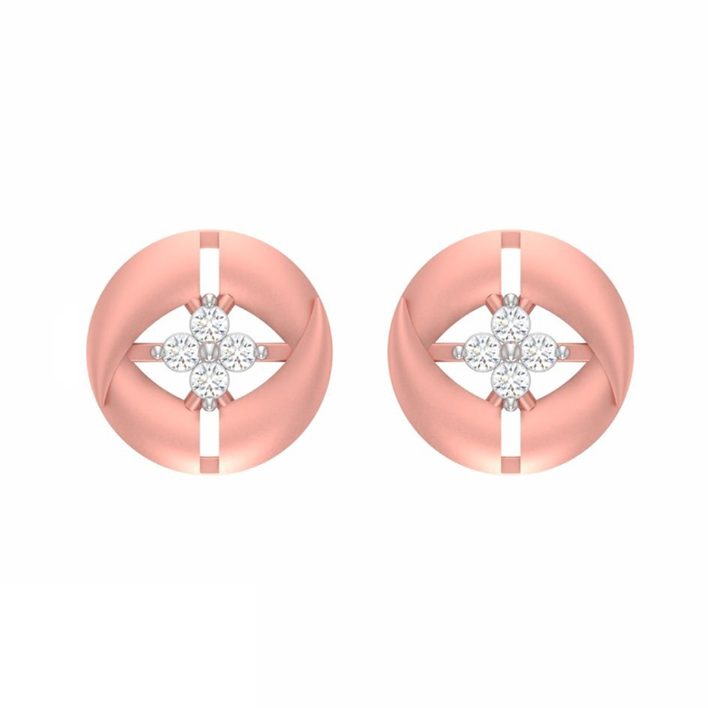 Circular Bar Diamond Gold EarRing