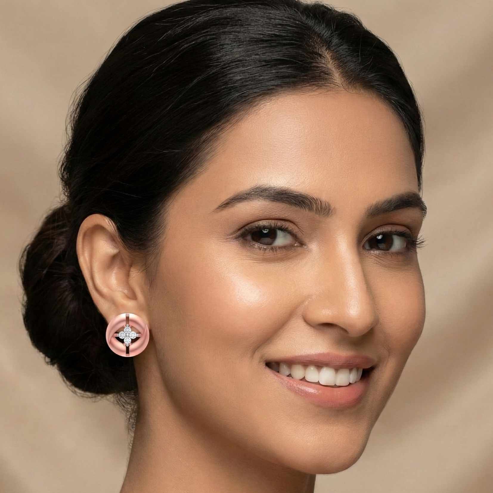Circular Bar Diamond Gold EarRing
